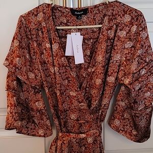 Satin floral wrap maxi